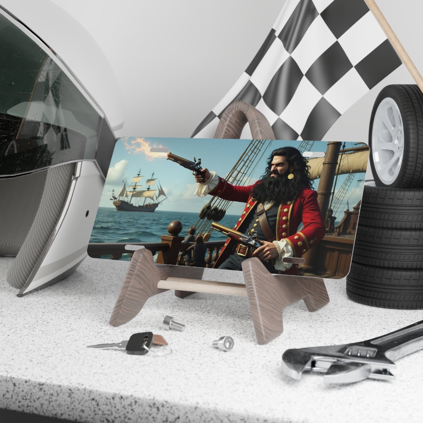 Blackbeard - Shot Fired, Pirate Vanity Plate, Unique Car Decor, Personalized License Plate, Nautical Gift, Automotive Accessory