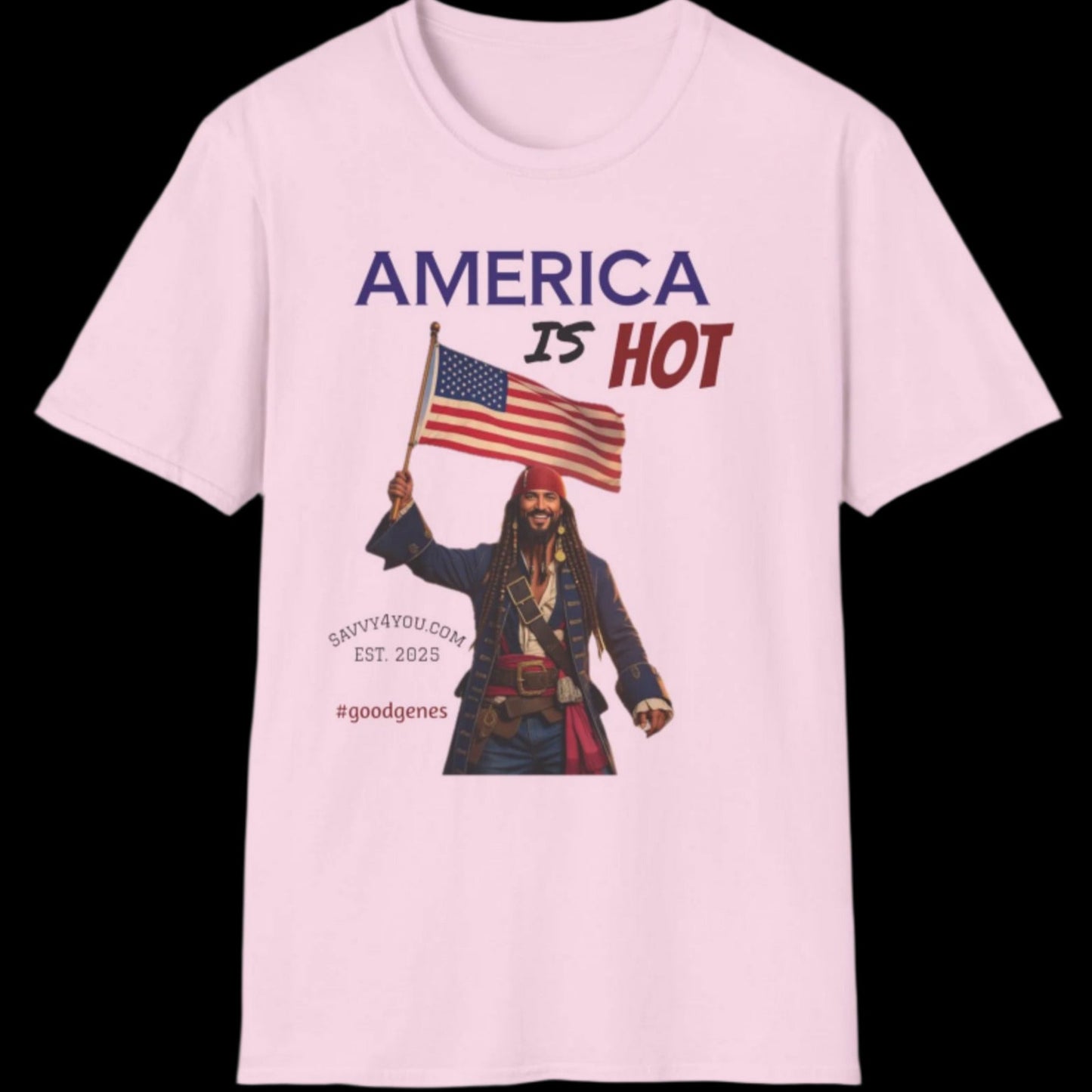 America is HOT Pirate T-Shirt for Tees Lovers, American Flag Shirt, Unisex Graphic Tee, Casual Summer Wear, Gift for Pirate Fans