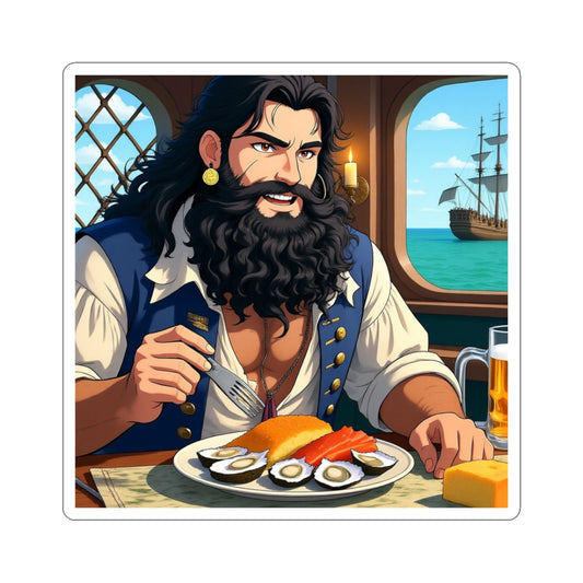 Blackbeard Pirate Feasting Kiss-Cut Stickers | Nautical Decor, Laptop Stickers, Ocean Vibes, Gifts for Adventurers, Unique Art