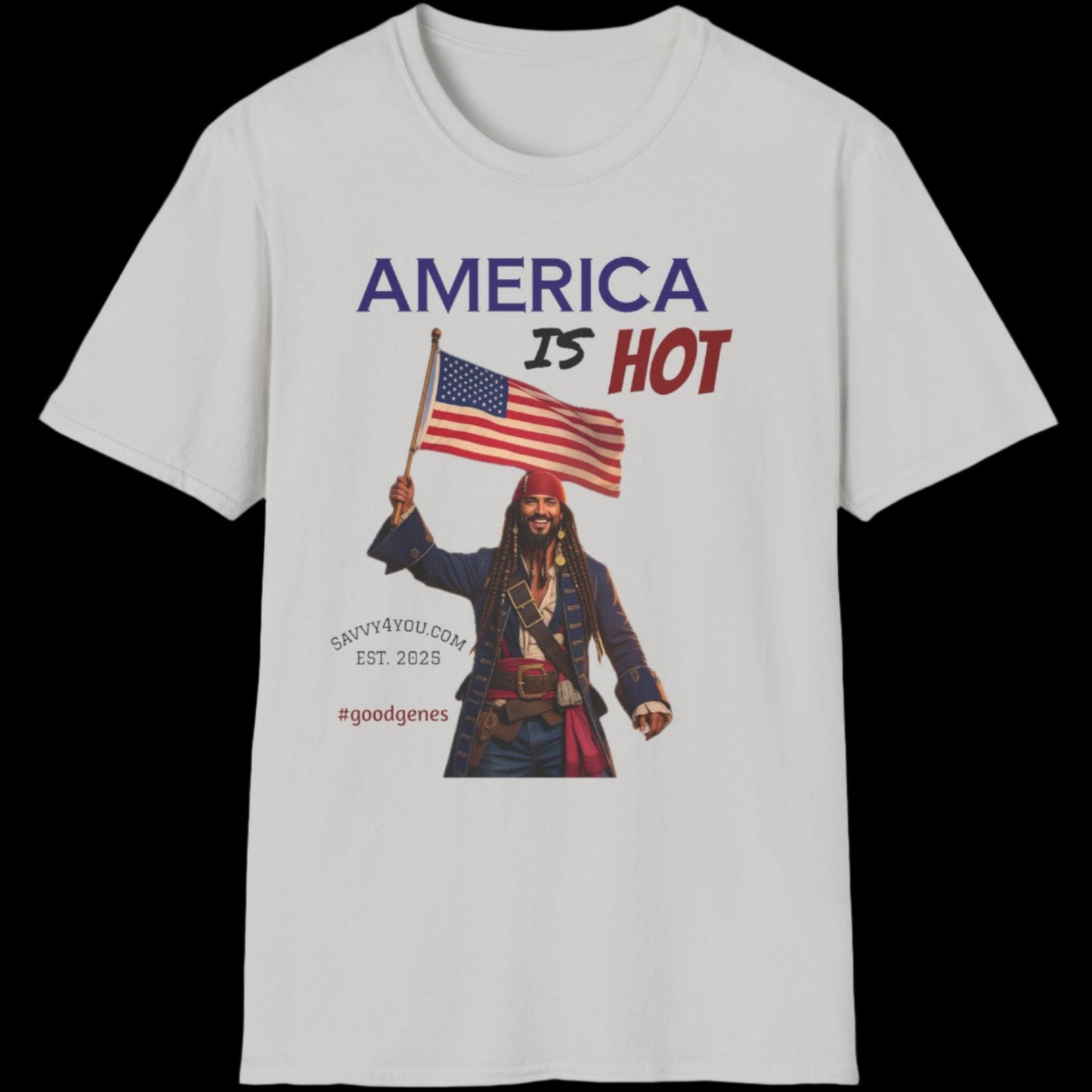 America is HOT Pirate T-Shirt for Tees Lovers, American Flag Shirt, Unisex Graphic Tee, Casual Summer Wear, Gift for Pirate Fans