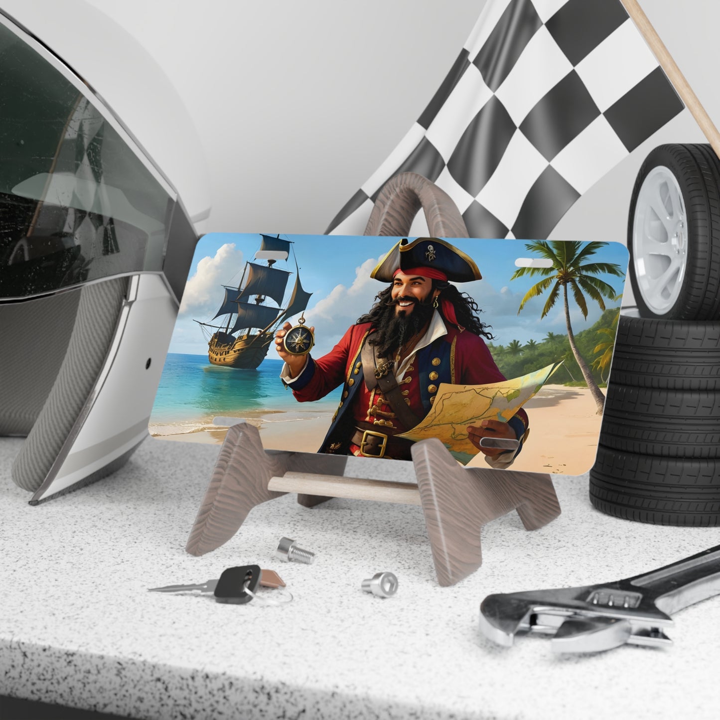 Blackbeard Adventure, Pirate Vanity Plate, Unique Car Decor, Personalized License Plate, Nautical Gift, Automotive Accessory