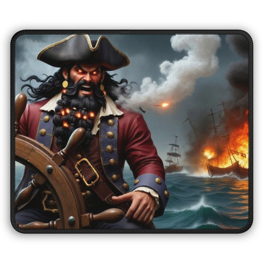 Blackbeard - Lit Fuse Gamer Mousepad, Gamer Gift, Nautical Mousemat, Gaming Accessories, Fantasy Art