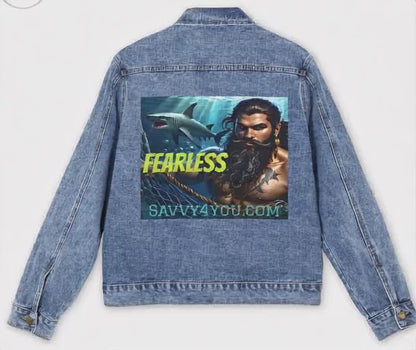 Blackbeard - Shark Tank Men's Denim Jacket - Casual Wear, Trendy Street Style, Vintage Fashion, Gift for Him, Summer Apparel